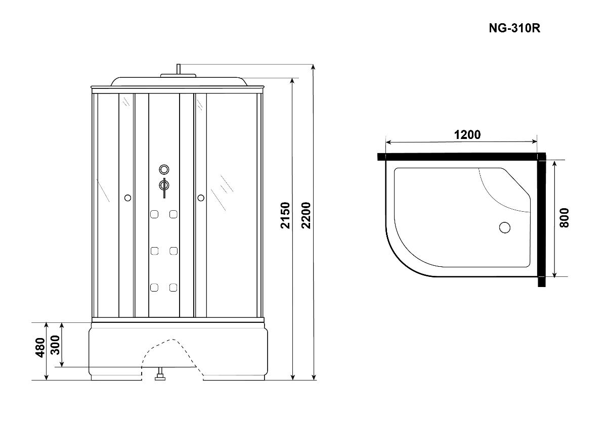Душевая кабина Niagara Ultra NG-310-01R 120x80 с матовой полосой, с г/м, R