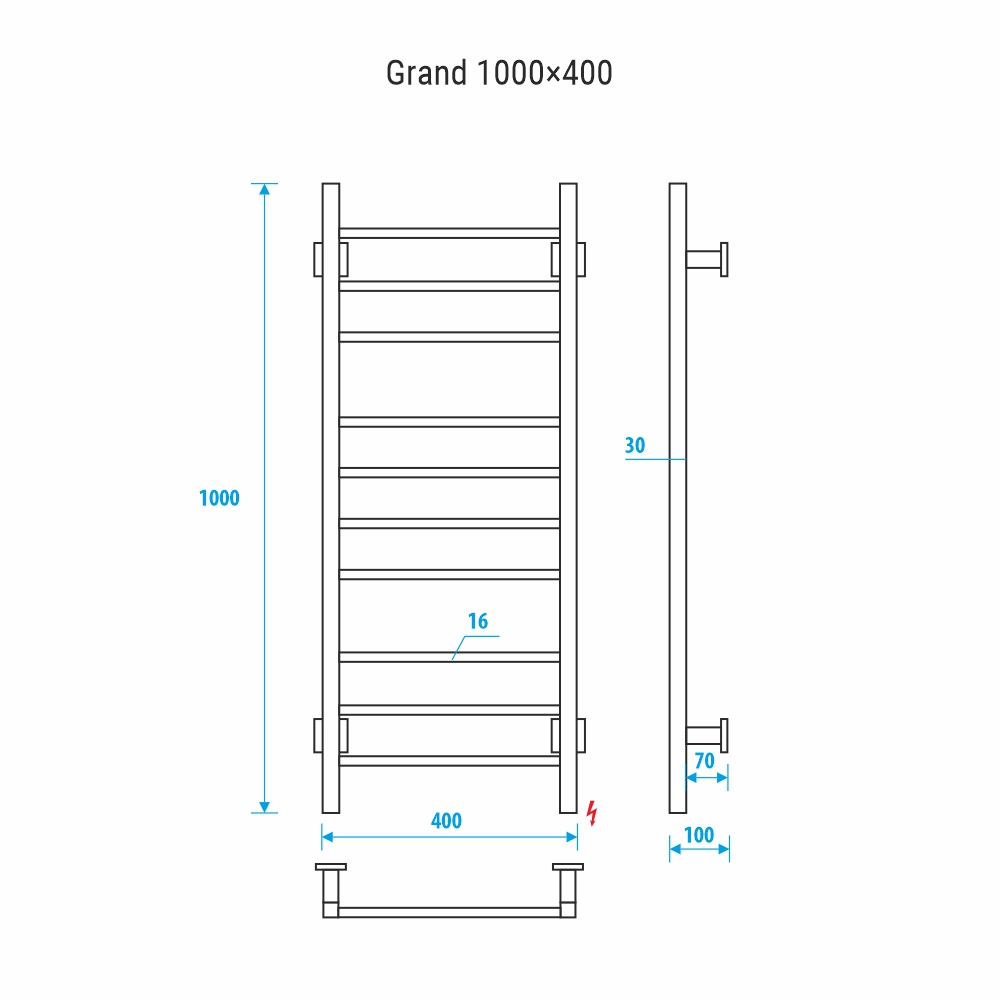 Полотенцесушитель электрический Energy Grand P EETRGRANP1005 40x100 хром