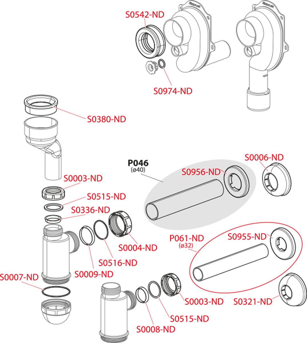 Сифон для писсуара AlcaPlast A45B горизонтальный DN40