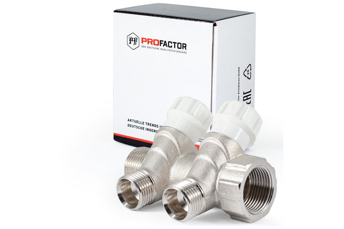 Коллектор с регулировочными вентилями PROFACTOR в/н 3/4" х 2 вых 1/2"нар PF MV 268.2