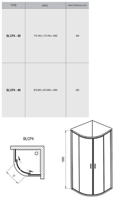 Душевой уголок Ravak Blix BLCP4-90