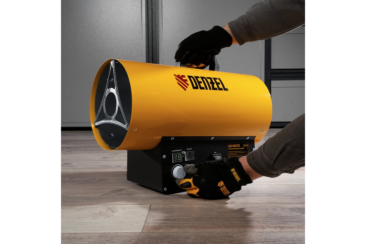 Газовая тепловая пушка Denzel ghg-30i, 30 квт, цифровой термостат, пропан-бутан 96471