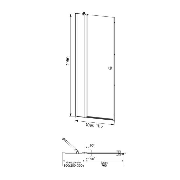 Душевая дверь Iddis Ray RAY6CP1i69 110x195 профиль хром