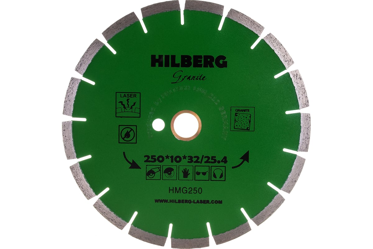 Диск алмазный отрезной Гранит Лазер 250х25,4х10 мм Hilberg HMG250