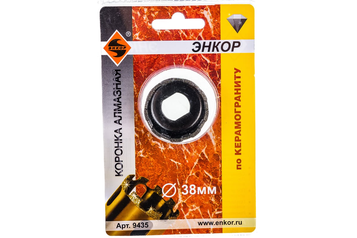 Коронка алмазная по керамограниту (38 мм) Энкор 9435