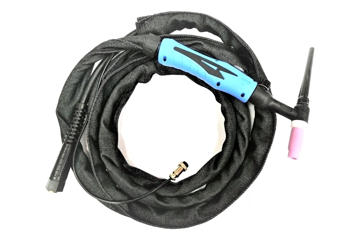 Горелка TIG WP 9 FXV (4 м, M16x1.5, 2 pin, воздушное охлаждение, AC80А/DC125A, 0.5-2.4 мм) Энаргит WP9FXV-4-M16-2P