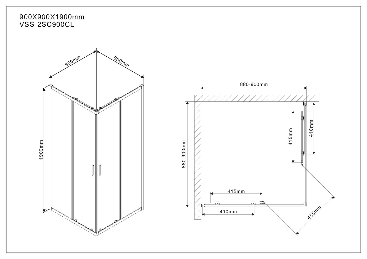 Душевой уголок Vincea Scala VSS-2SC 90x90 хром, прозрачный