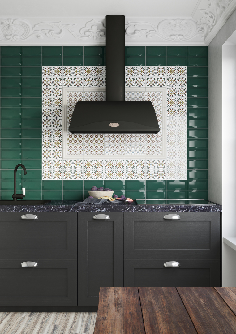 Керамическая плитка Kerama Marazzi Клемансо зелёный грань 7.4х15 см, 16058