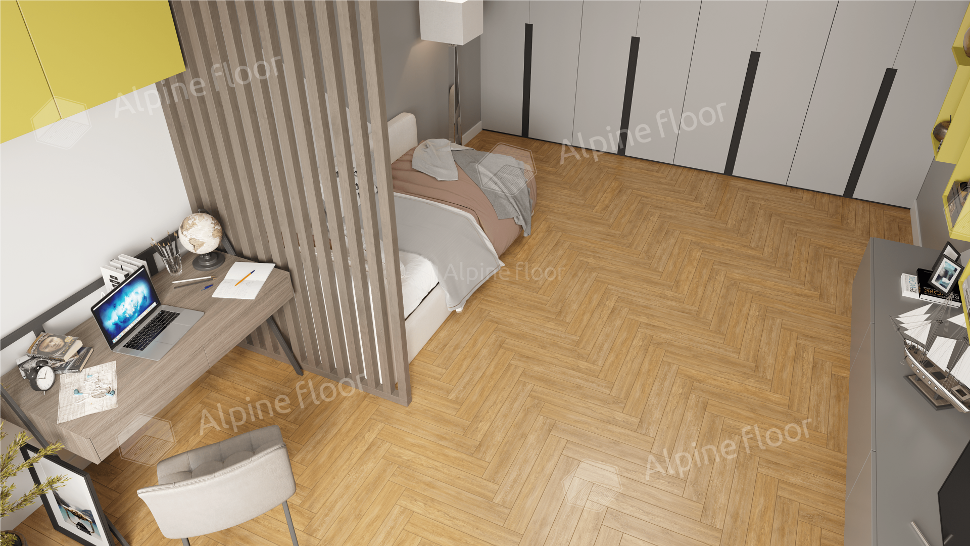 Ламинат Alpine Floor Herringbone Дуб Тулуза 606x101x8 мм, LF102-4A