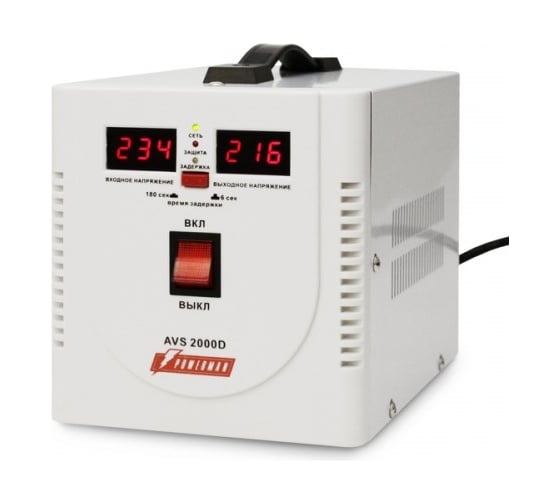 Стабилизатор напряжения Powerman 1ф 2 кВА AVS 2000 D 1192184