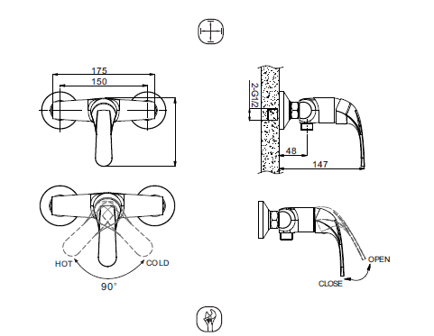 Смеситель для душа Bravat Fit F9135188CP-01-RUS хром