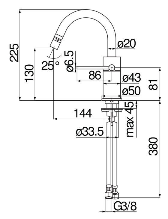 Смеситель для биде Nobili Velis VE125139/3FLP Diamond smoke