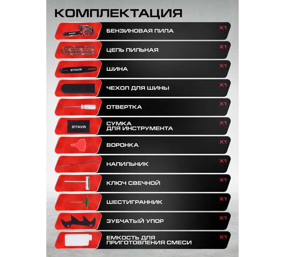 Цепная бензиновая пила Ставр 25.4 см, шина 30 см (12), ПЦБ-30/1250М 9070100186