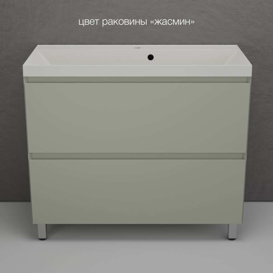 Тумба с раковиной Style Line Манхэттен 100 см напольная, олива
