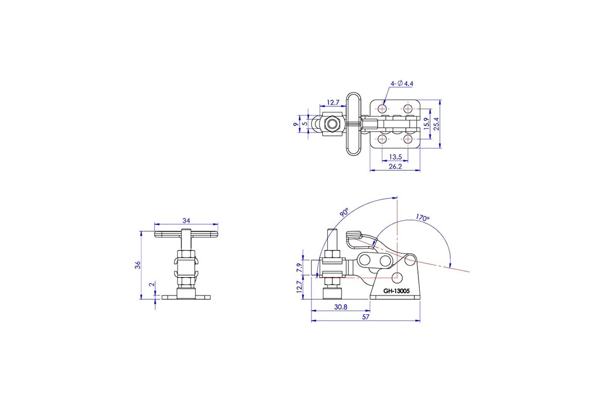 Прижим с вертикальной т-образной ручкой WOODWORK усилие 88 кг GH-13005