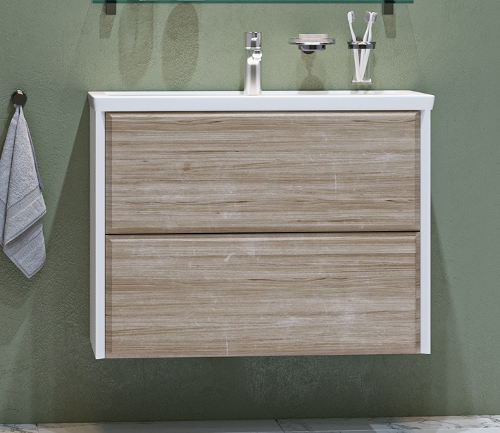 Мебель для ванной Velvex Gesso 80 см дуб сонома/белый