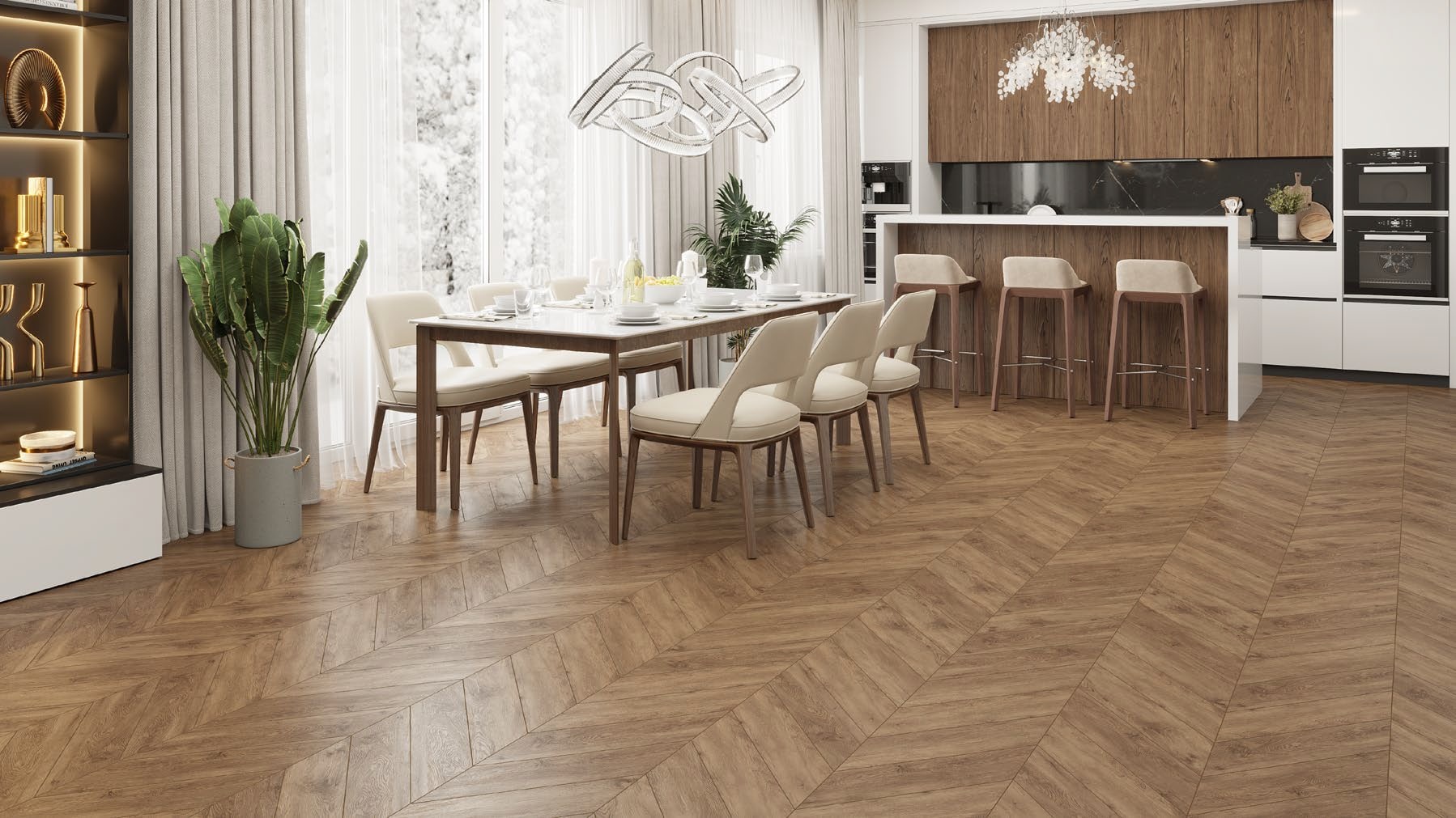 SPC ламинат Alpine Floor Chevron Alpine Гевуина 600x127x5 мм, ECO 18-10