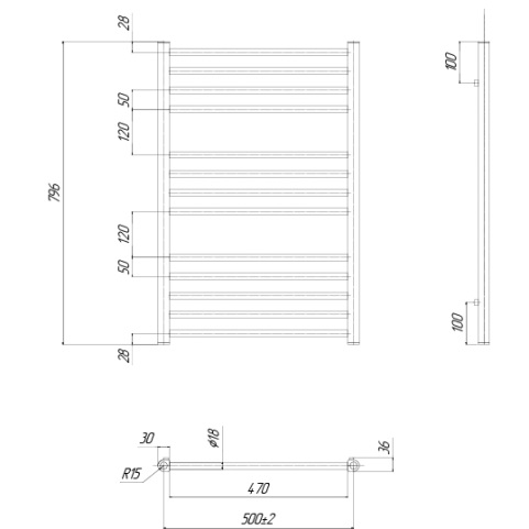 Полотенцесушитель водяной Ravak Norma 50x80