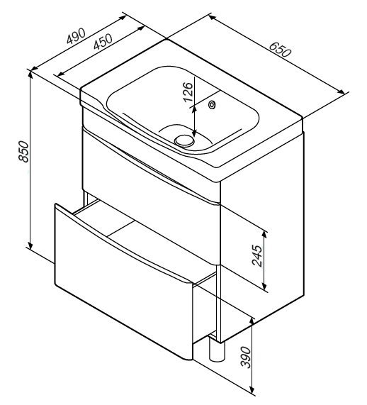 Тумба с раковиной Am.Pm Like 65 см напольная