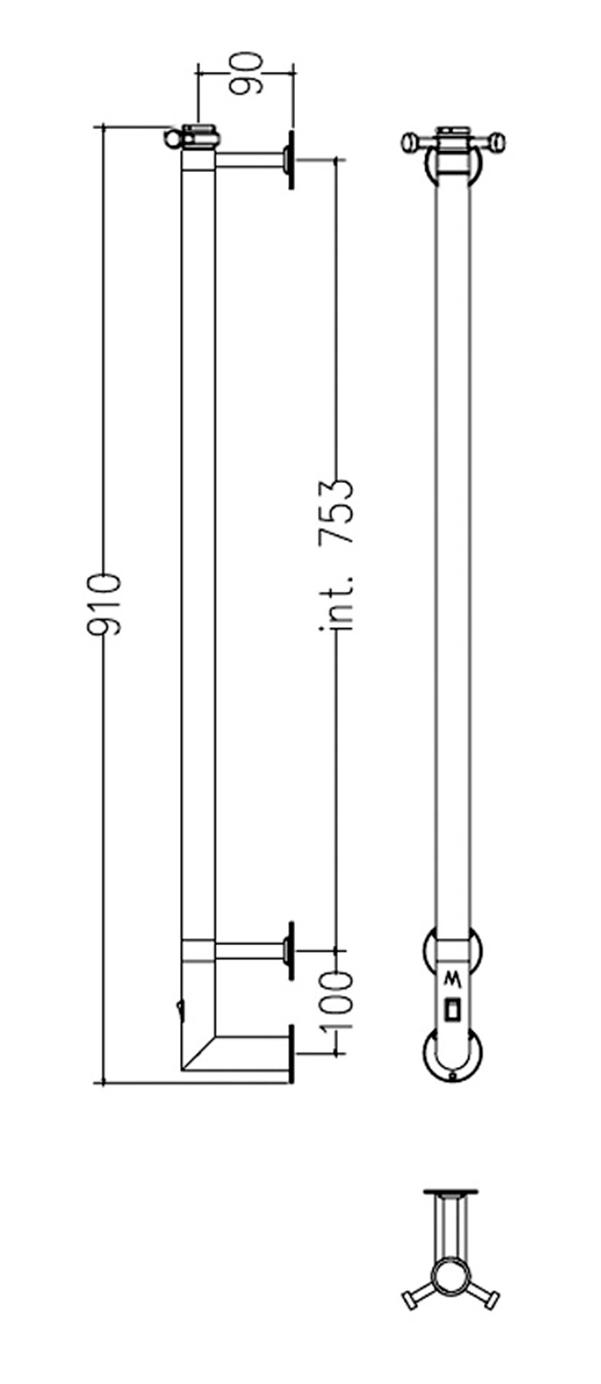 Полотенцесушитель электрический Margaroli Acrobaleno 616/S 9x91 хром, с крючками