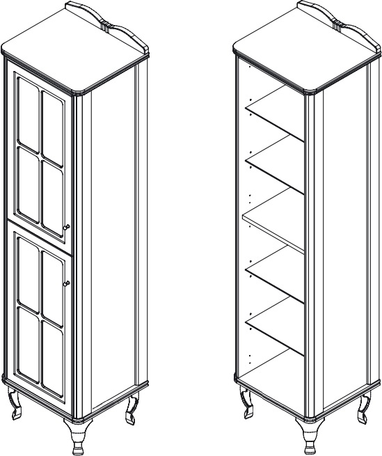 Шкаф пенал Caprigo Borgo 40 см 33450R-B177 bianco grigio, R