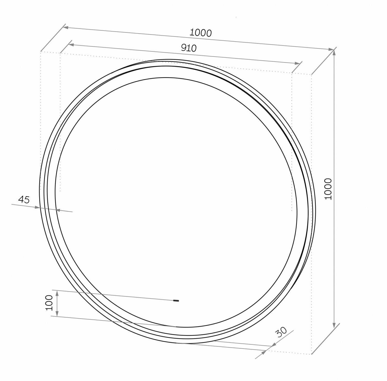 Зеркало Art&Max Napoli AM-Nap-1000-DS-F 100x100 см, с подсветкой, черный