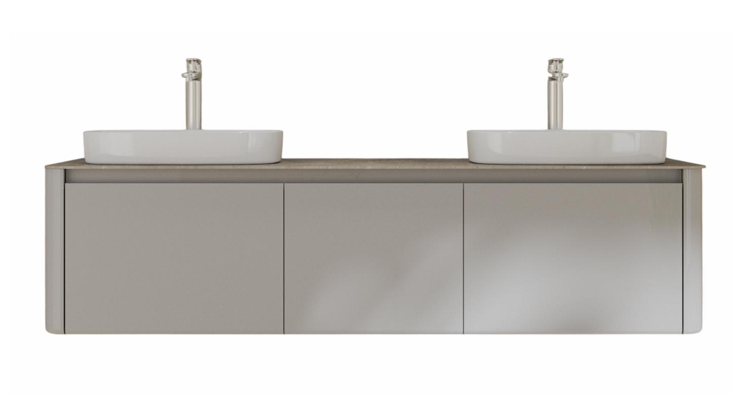 Мебель для ванной Black&White Universe U915.1600-2 Double 160 см, светло-серый, две раковины Мебель для ванной Black&White Universe U915.1600-2 Double 160 см, светло-серый, две раковины