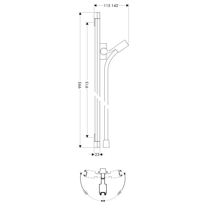 Душевая штанга Hansgrohe PuraVida 27844000 90 см со шлангом