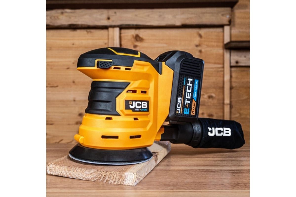 Аккумуляторная орбитальная шлифмашина JCB (18OS-B-E) 18V, 0-10000 об/мин, диаметр диска 125 мм, ЗУ (-18VFC-E) 2.4 A , батарея (-20LI-E)2.0AH -18OS-2XB-E(57232) JCB-18OS-2XB-E(57232)
