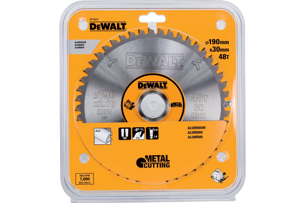 Пильный диск по алюминию EXTREME (190х30 мм; 48 зубьев TCG) DeWalt DT1912