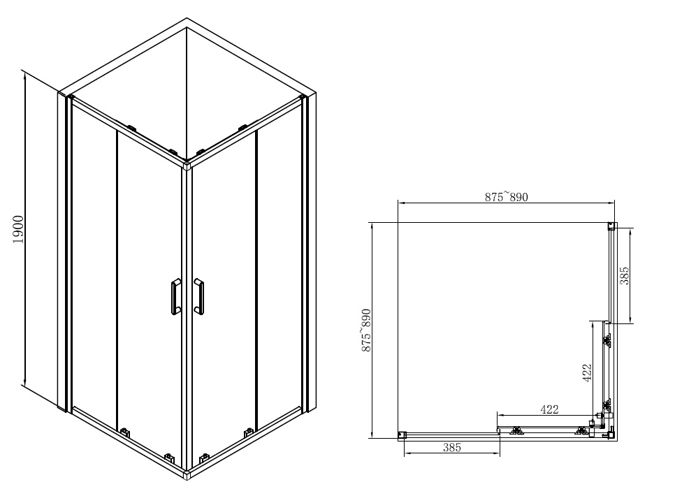 Душевой уголок Abber Schwarzer Diamant 90x90 квадратный, черный