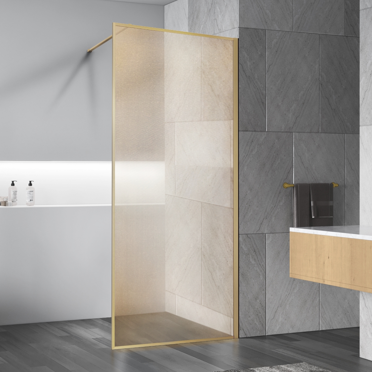 Душевая перегородка Vincea Walk-In VSW-1HP120GWBG 120x200 брашированное золото, золотые нити