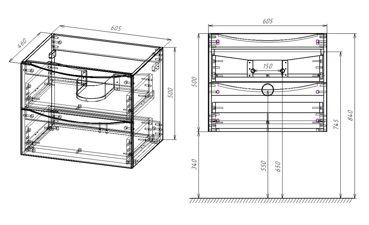 Тумба с раковиной Vincea Mia 60 см V.Oak