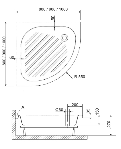 Поддон для душа RGW BP/CL-S 90x90