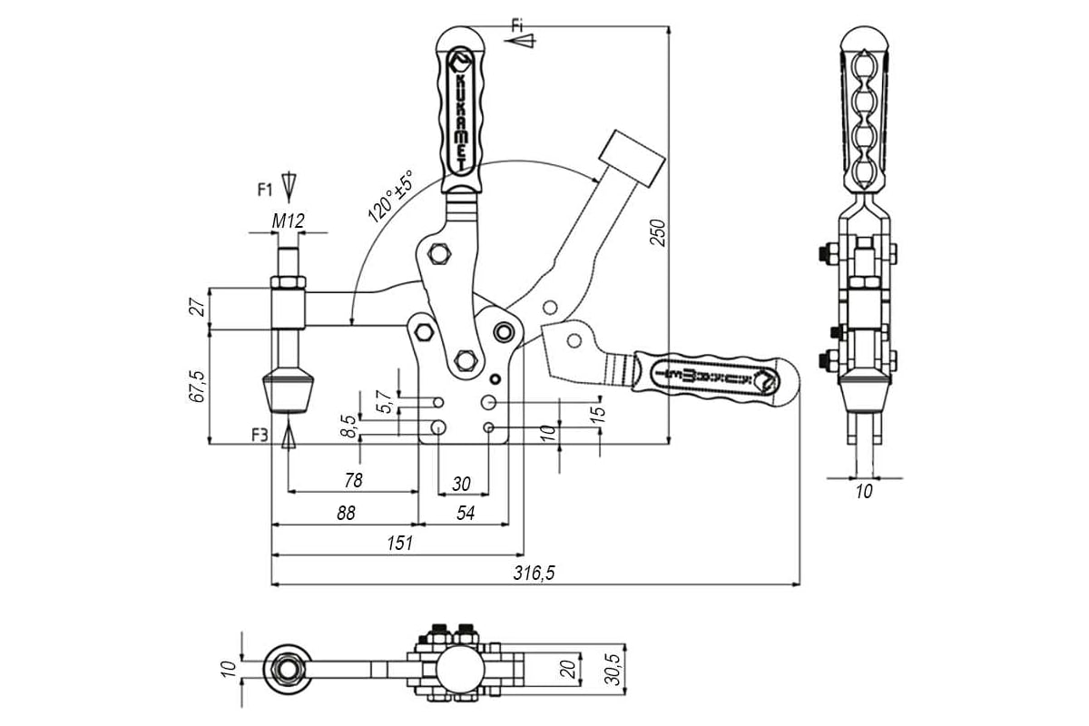 Прижим механический вертикальный KUKAMET 242-4-S