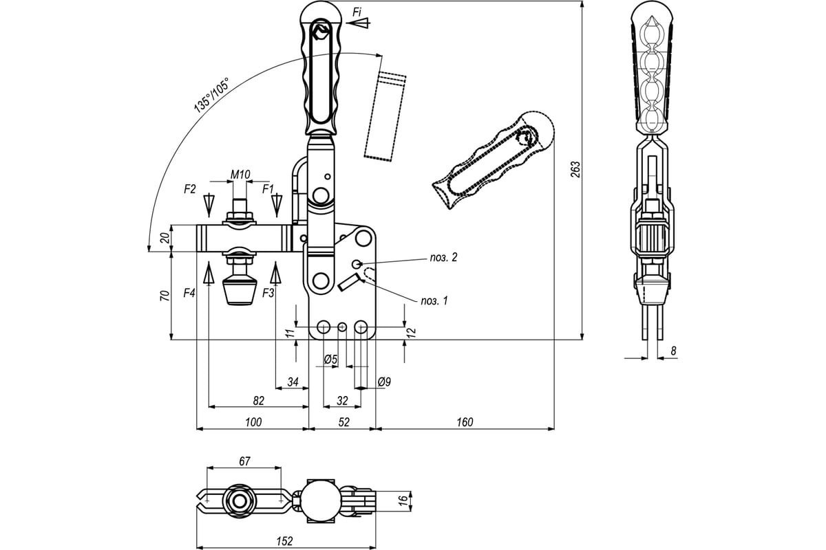 Прижим механический вертикальный KUKAMET B212-4