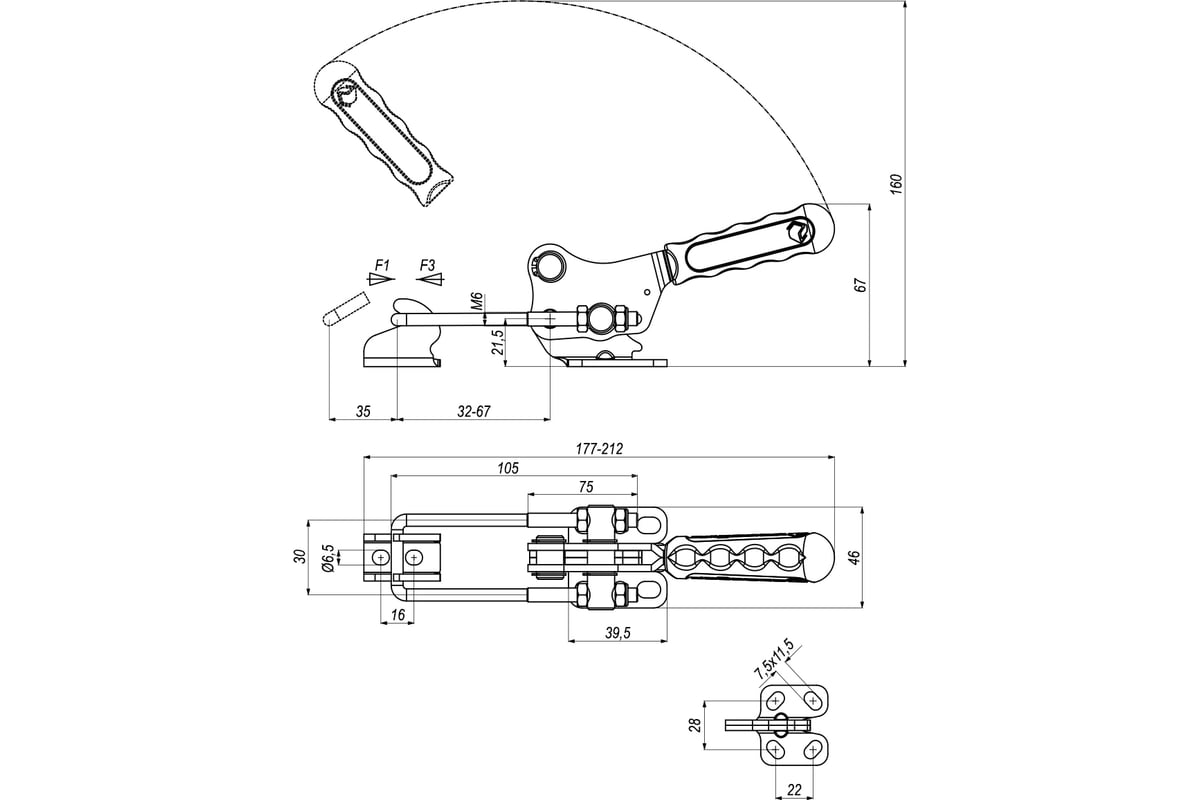 Защелка KUKAMET усилие 153 кг 311-3