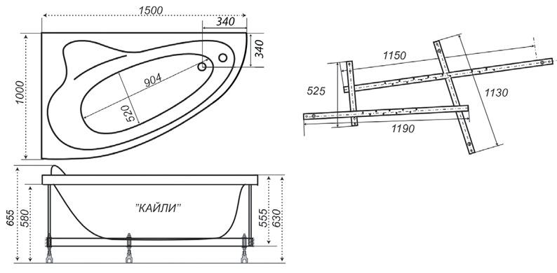 Акриловая ванна Тритон Кайли 150х100 L/R