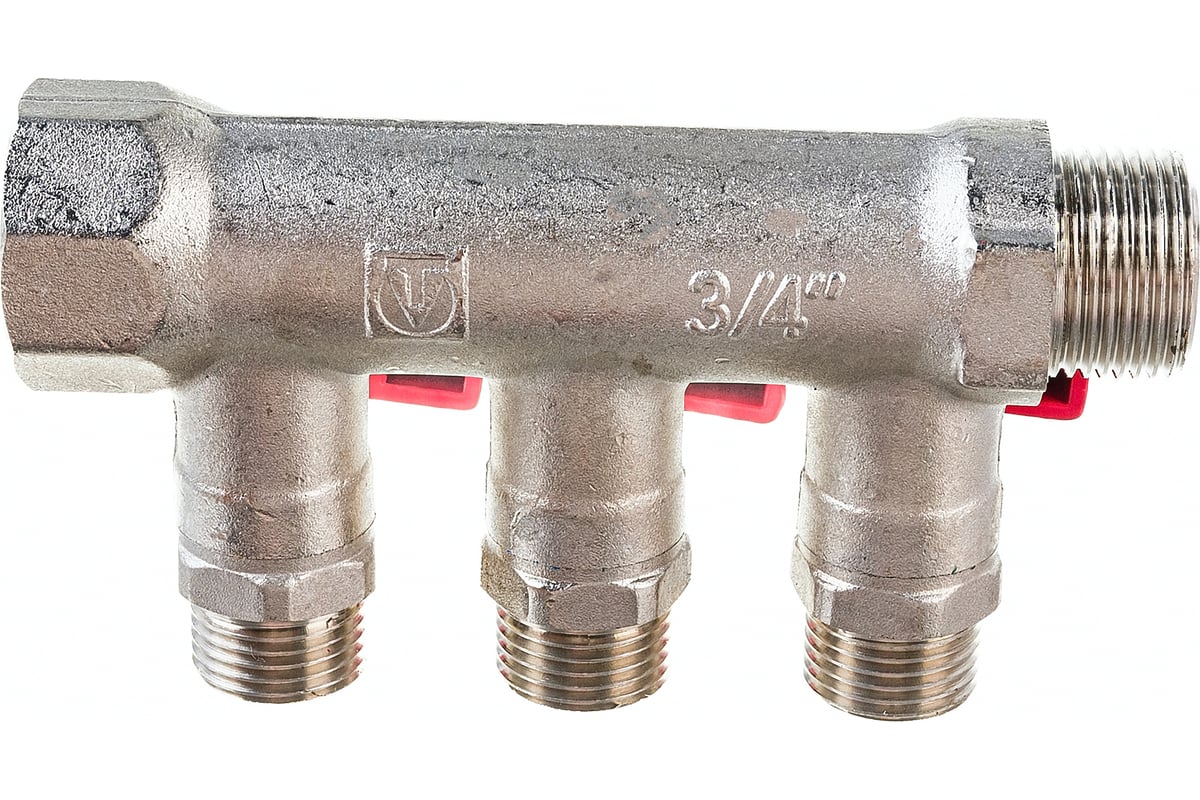 Коллектор с кранами (3/4"; 3 х 1/2") Valtec VTc.580.N.0503 78753