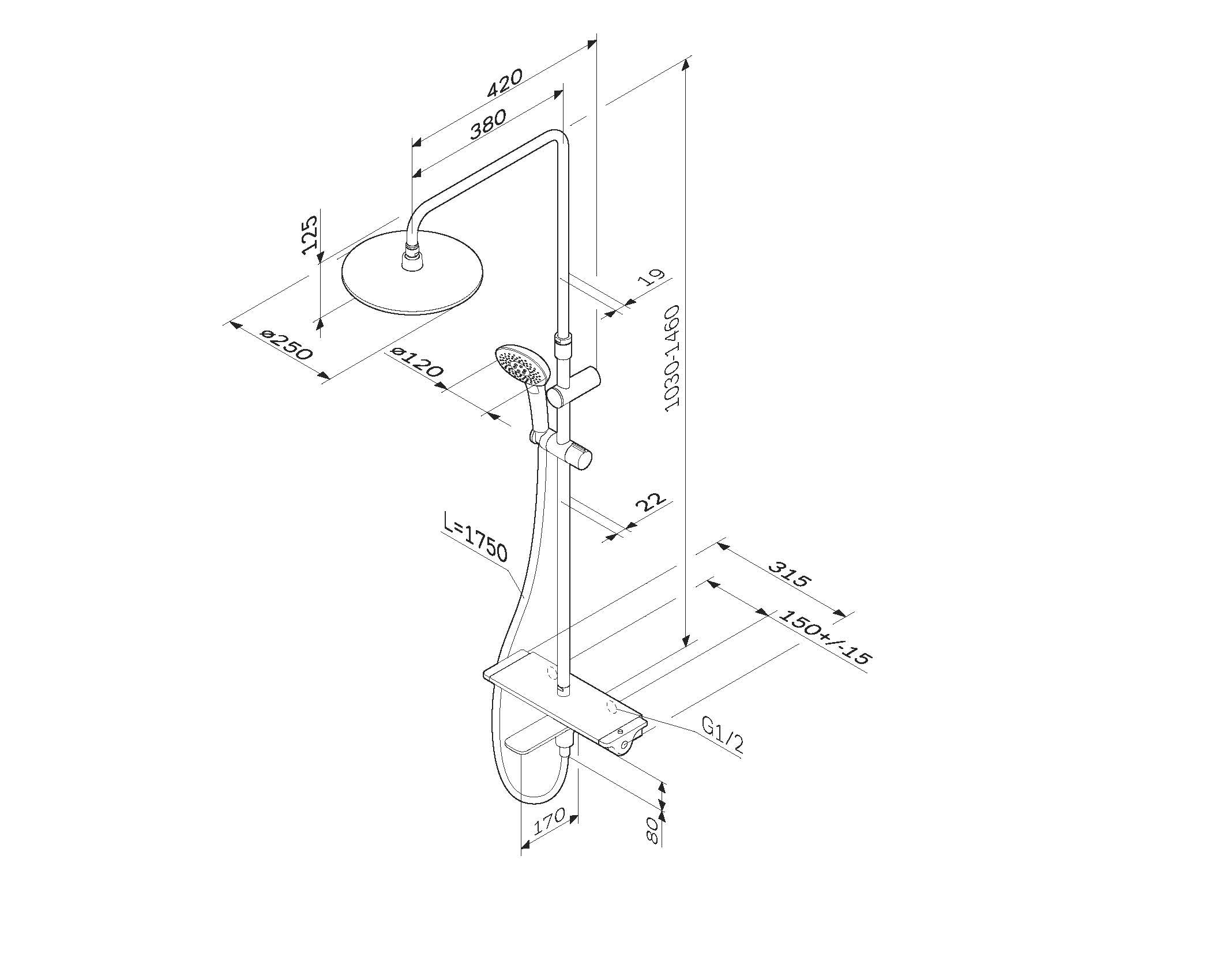 Душевая стойка Am.Pm Spirit V2.0 ShowerSpot F0770A500