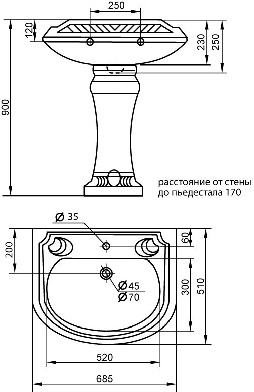 Пьедестал для раковины Cezares King Palace