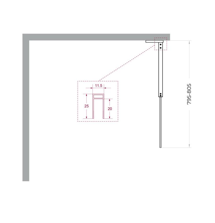 Душевая перегородка Belbagno UNO-L-1-TB-80-C-GM 80x200 прозрачная, оружейная сталь