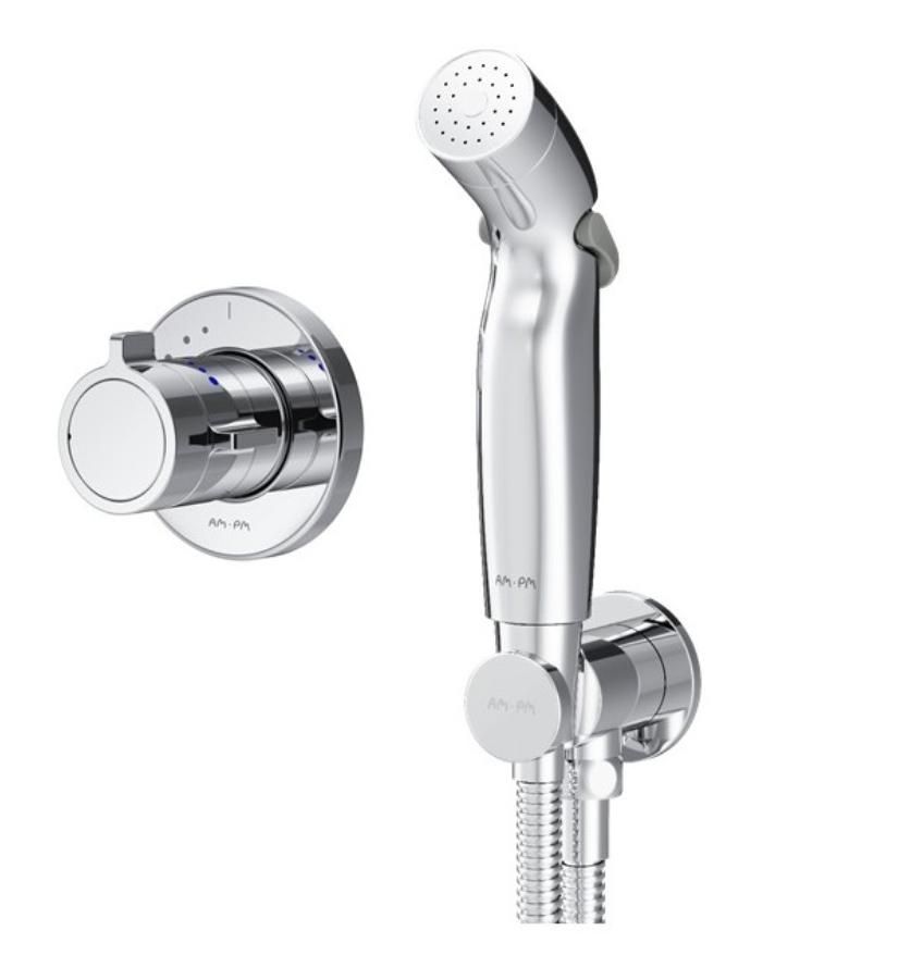 Смеситель Am.Pm X-Joy с термостатом, монтируемый в стену с гигиеническим душем F0H85A400