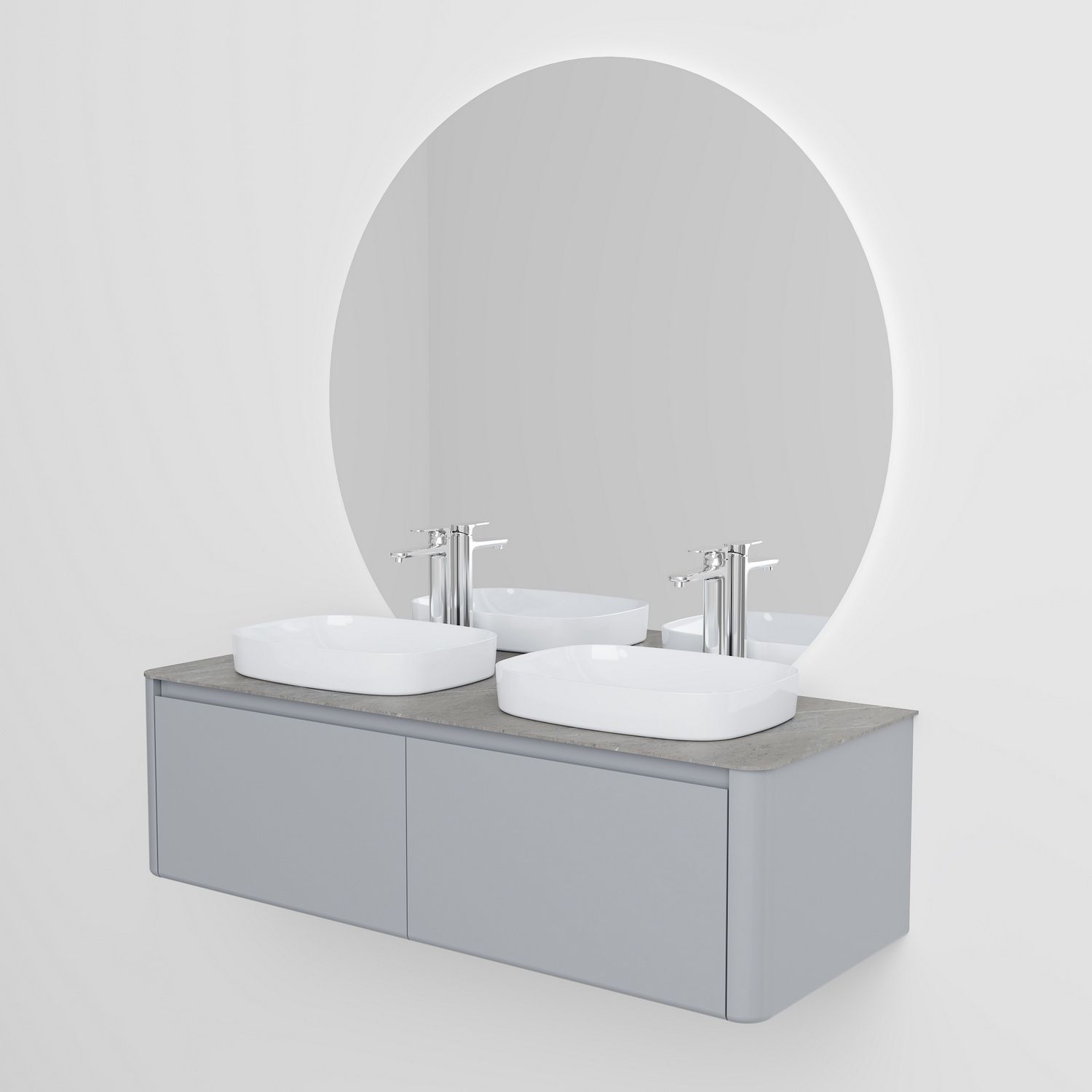 Мебель для ванной Black&White Universe U915.1400-2 Double 140 см, светло-серый, две раковины Мебель для ванной Black&White Universe U915.1400-2 Double 140 см, светло-серый, две раковины