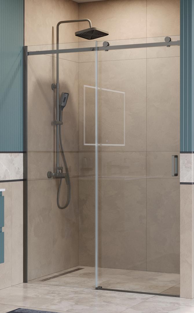 Душевая дверь BelBagno SOFT_CLOSE-2-BF-1-150-C-GM 150x200 прозрачная, оружейная сталь