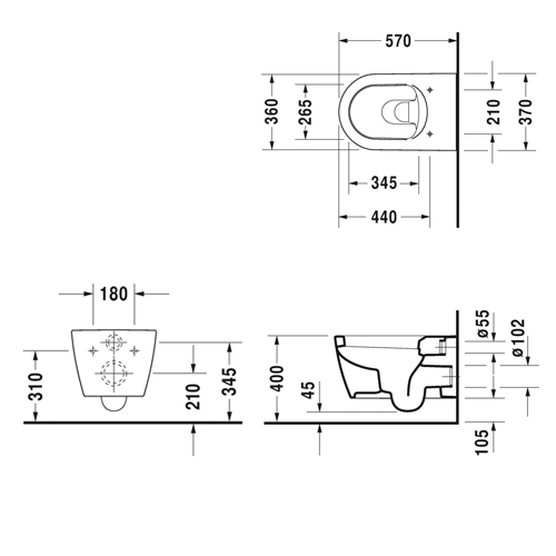 Подвесной унитаз Duravit Me by Starck 2528090000