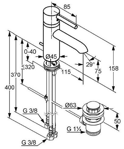 Смеситель для раковины Kludi Bozz 382970576