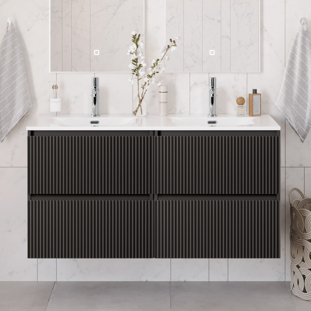 Тумба с раковиной BelBagno Uno 120 см, 4 ящика, Темно-серый матовый