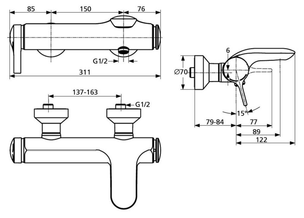 Смеситель для ванны Ideal Standard Melange A4271AA