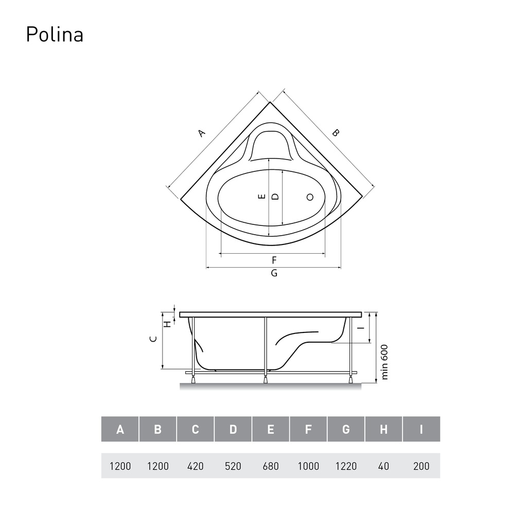 Акриловая ванна Relisan Polina 120x120 см